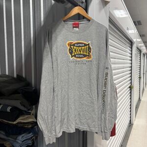 Reebok Super Bowl XXXVIII Long Sleeve T Shirt Grey 2XL Houston 2004 NFL Football